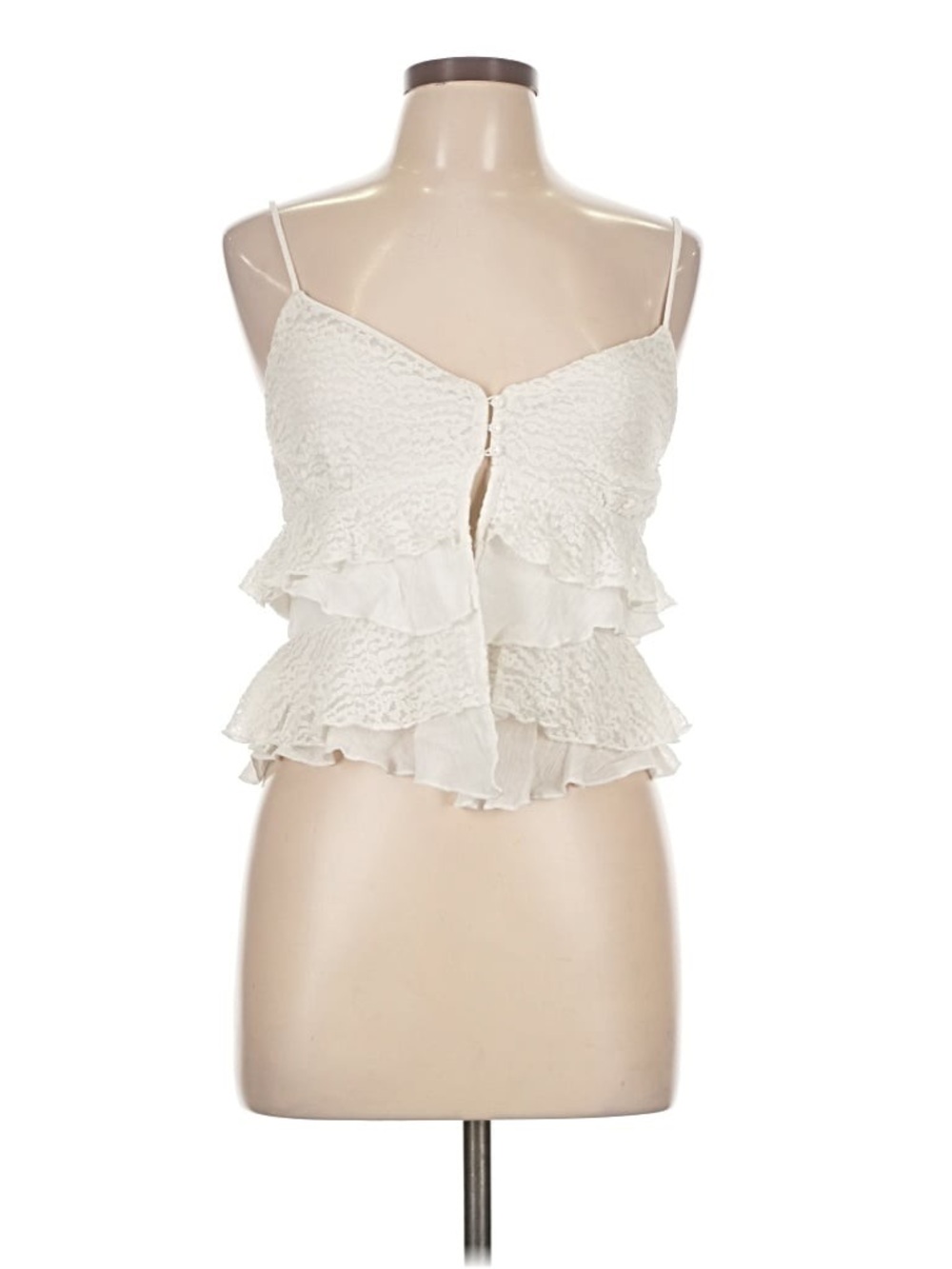 Kirious Los Angeles White Ruffled Spaghetti Strap Cami Top